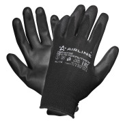 Перчатки полиэфирные с цельным ПУ покрытием ладони c подвесом (XL) черн.сер.(ADWG002)