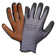 Перчатки нейлоновые с нитрилпвх покрытием ладони (XL) сер.черн.оранж.(ADWG103)