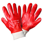 Перчатки рабочие с полным ПВХ покрытием кисти, МБС (XL), красные (AWG-O-04)
