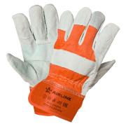 Перчатки спилковые EXPERT, комбинированные (натур.кожахлопок)(XL), сер.красн. (AWG-S-07)