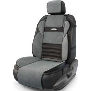Накидка на сиденье Multi Comfort, анатомическая, 6 упоров, 3 предмета,велюр, чёрн.т.серый