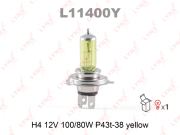 Лампа H4 галогеновая YELLOW P43t-38, 12 Вольт, 100, 80W