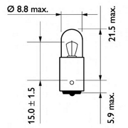 Лампа T4W накаливания BA9s, 24 Вольт, 4W