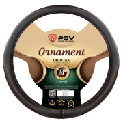 Оплётка на руль PSV ORNAMENT Fiber (ЧерныйОтстрочка коричневая) M