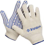 ЗУБР ТОЧКА+, размер L-XL, перчатки с точками увеличенного размера, хб 13 класс, с ПВХ-гель покрытием (точка)